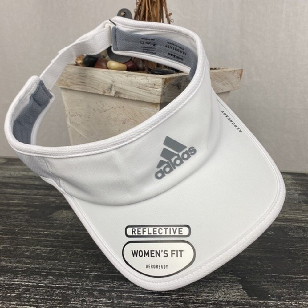 Adidas Women’s White & Gray Reflective Adjustable Sun Visor Hat NEW OS